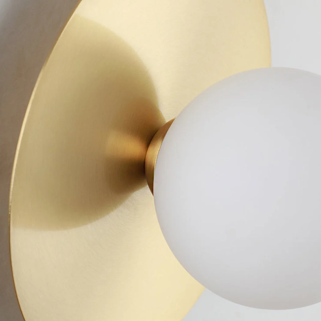Rund Brass Plate Frosted Glass Mid Century Modern Wall Light / Ceiling Light - Image 7