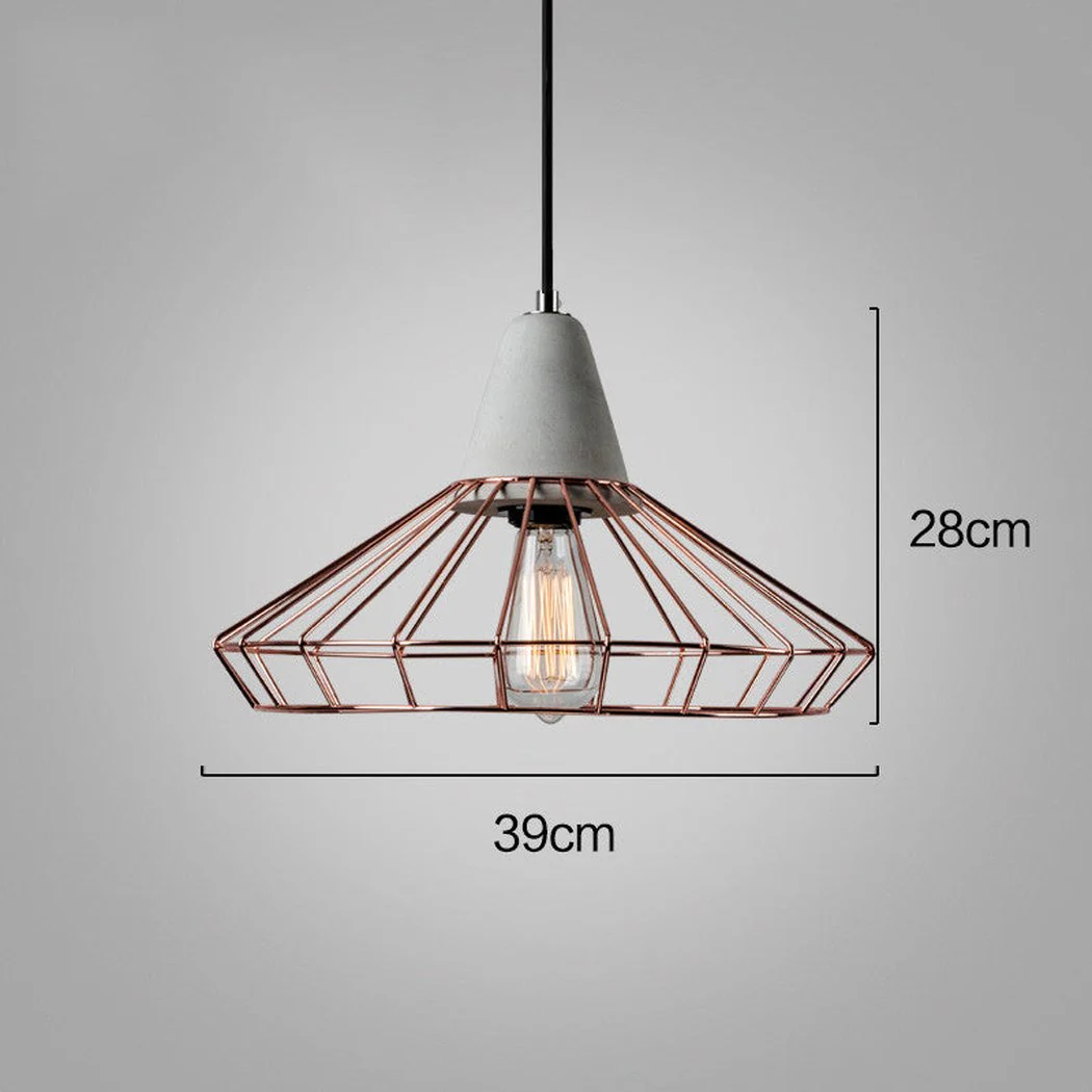 Sangkar Rose copper gold Cage Pendant Light With Concrete Base - Image 3