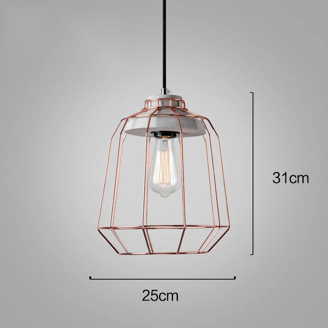 Sangkar Rose copper gold Cage Pendant Light With Concrete Base - Image 4