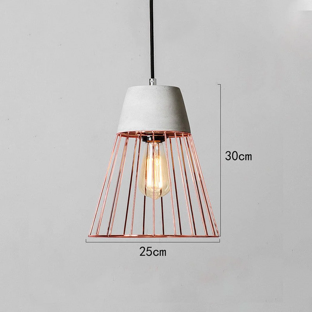 Sangkar Rose copper gold Cage Pendant Light With Concrete Base - Image 5