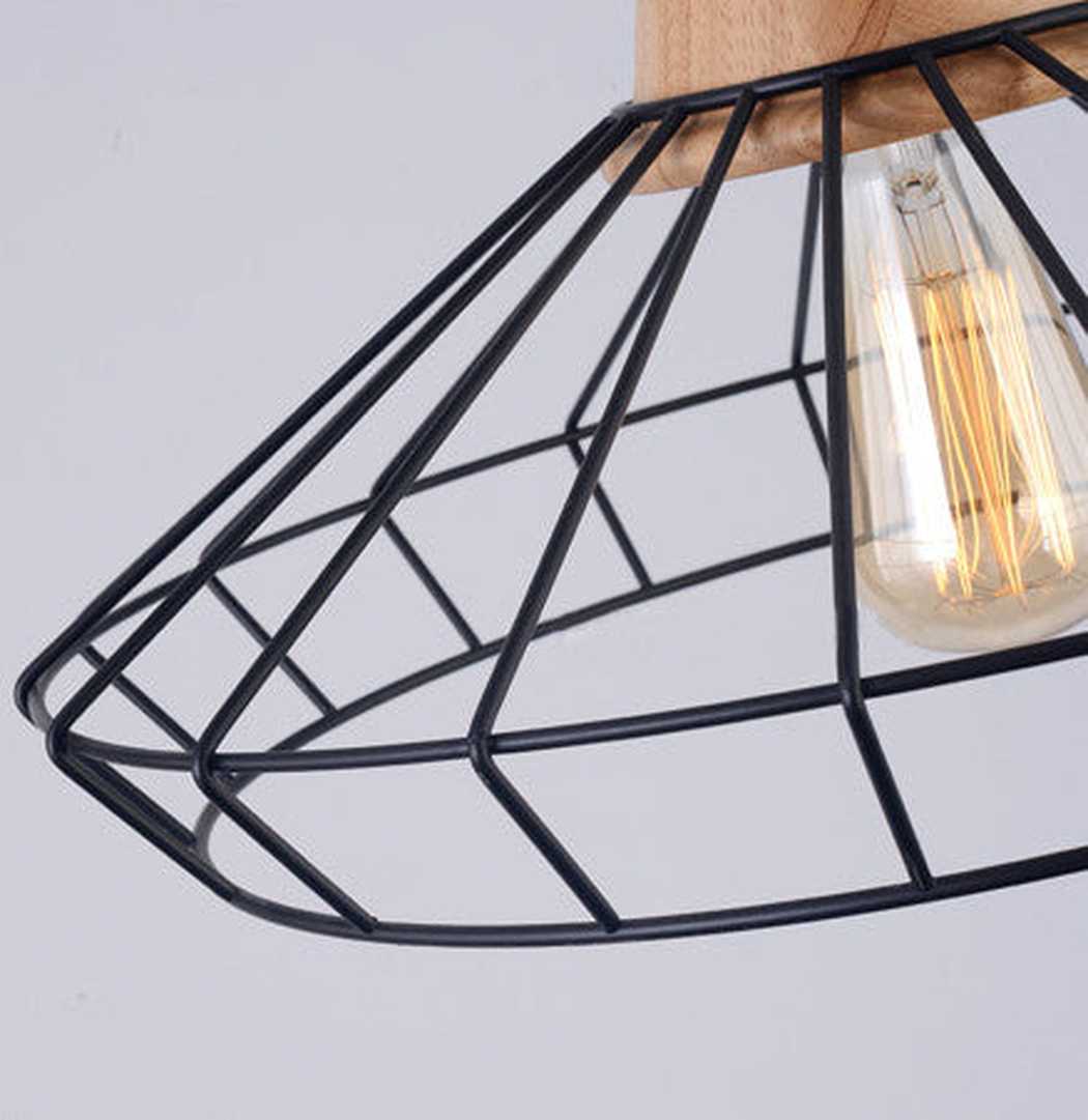 Sangkar Metal Cage Pendant Light With Wooden Base - Image 14