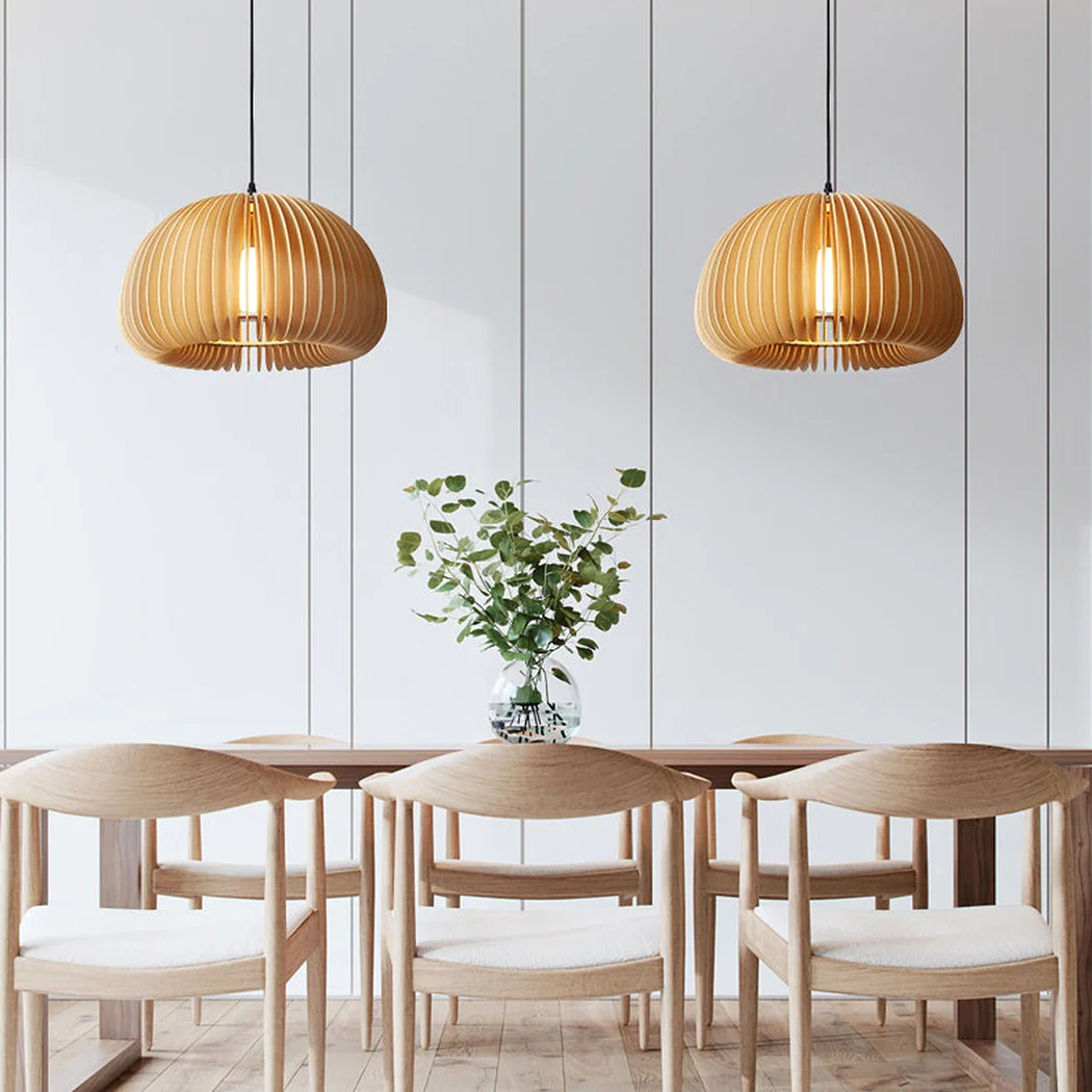 Septo Wooden Shade Japandi Pendant Light - Image 3