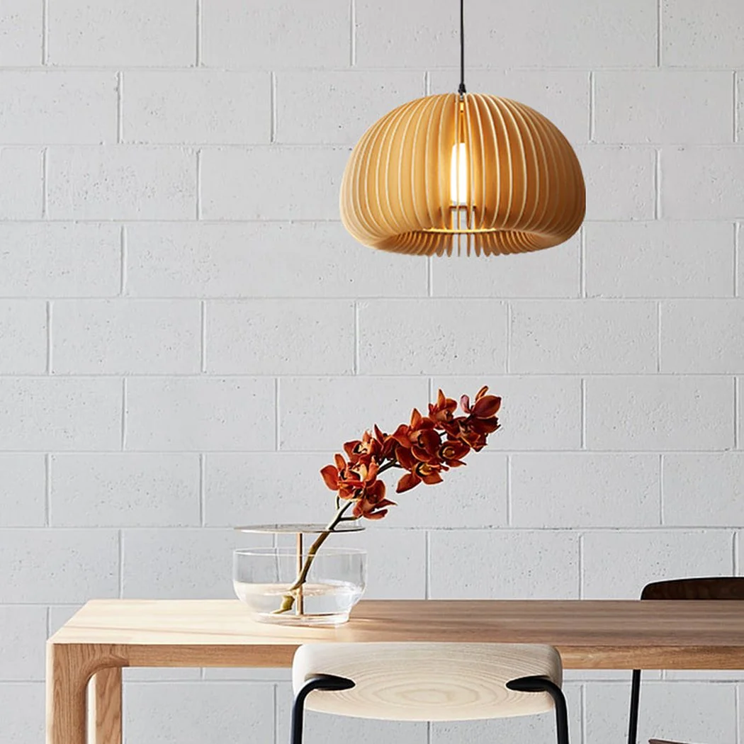 Septo Wooden Shade Japandi Pendant Light - Image 4