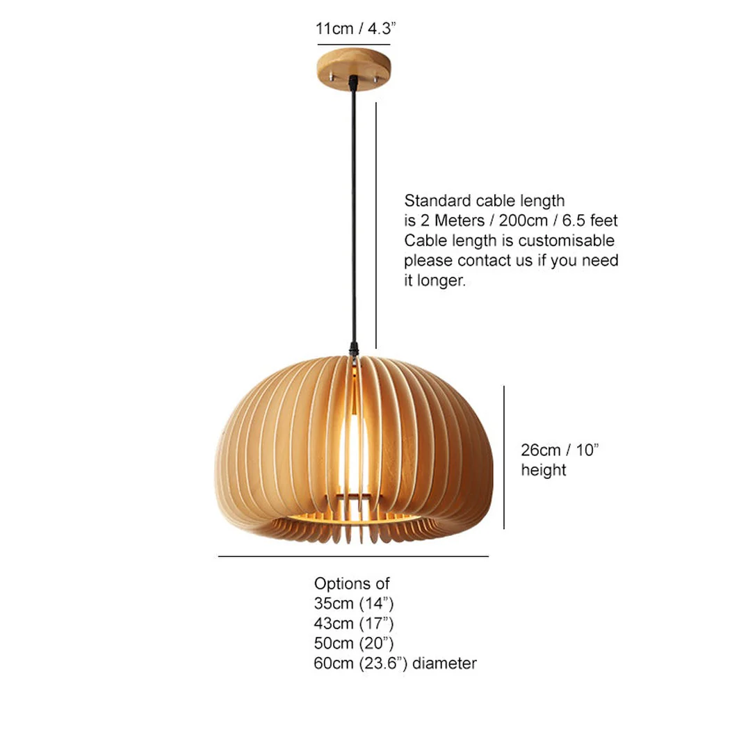 Septo Wooden Shade Japandi Pendant Light - Image 6