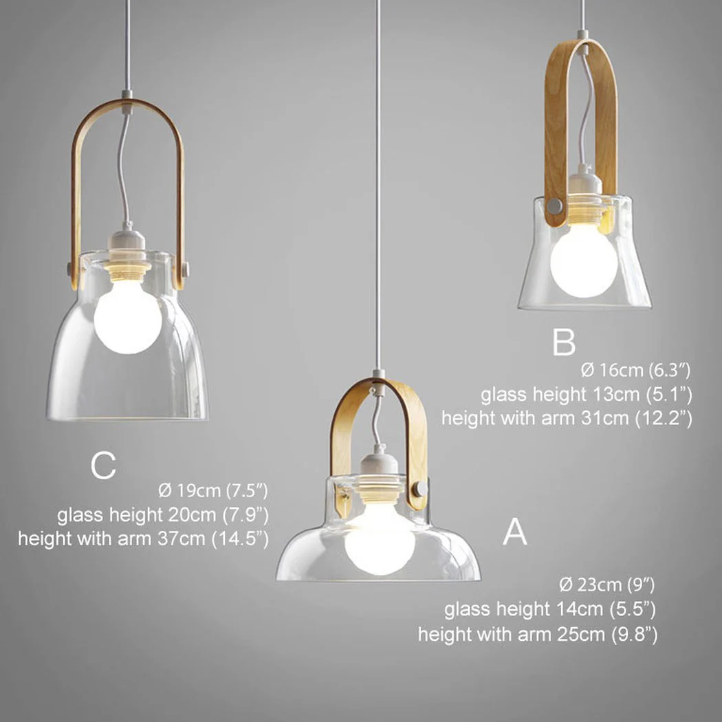 Skandi Clear Glass Wooden Look Pendant Light - Image 17