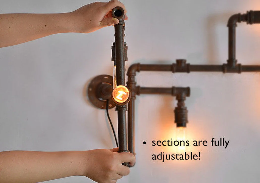 Steampunk Iron Pipe Wall Light - Image 2