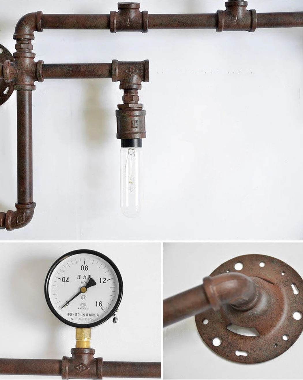 Steampunk Iron Pipe Wall Light - Image 3