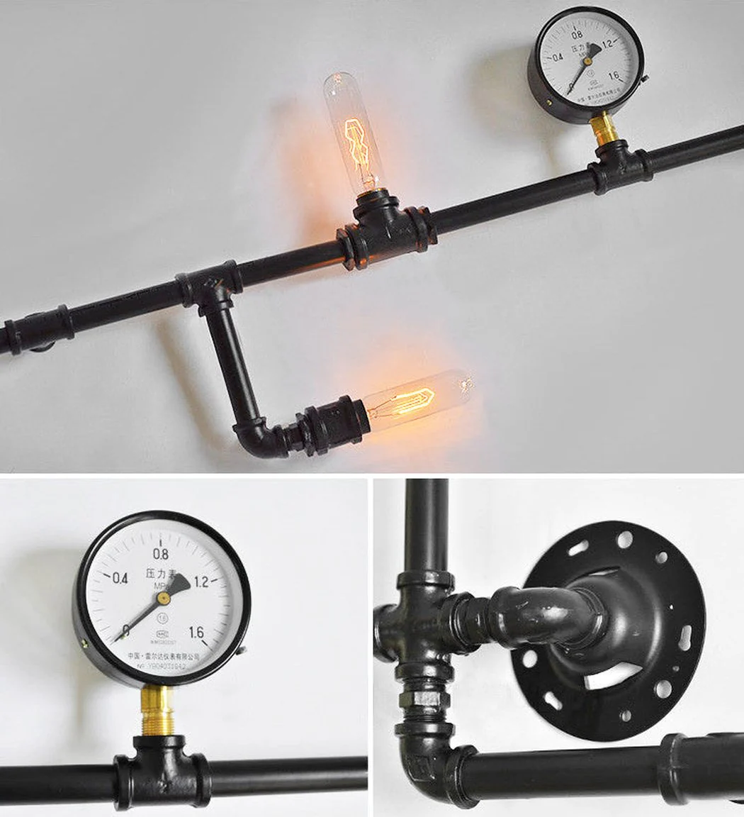 Steampunk Iron Pipe Wall Light - Image 5