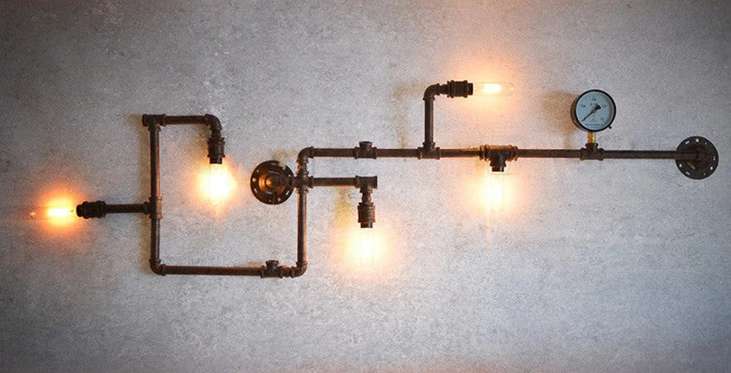 Steampunk Iron Pipe Wall Light - Image 8