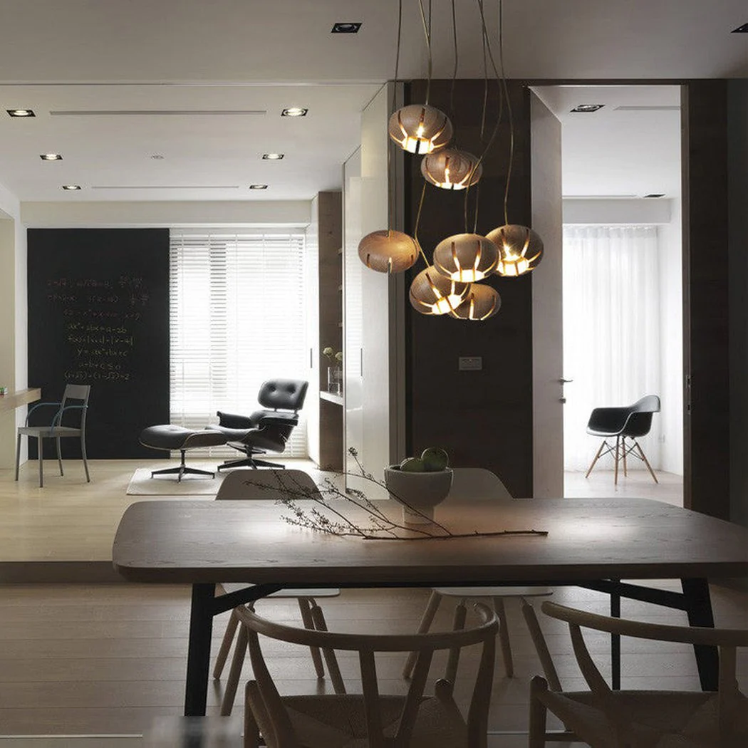 Wooden Petal Round Cluster Pendant Light Chandelier - Image 11