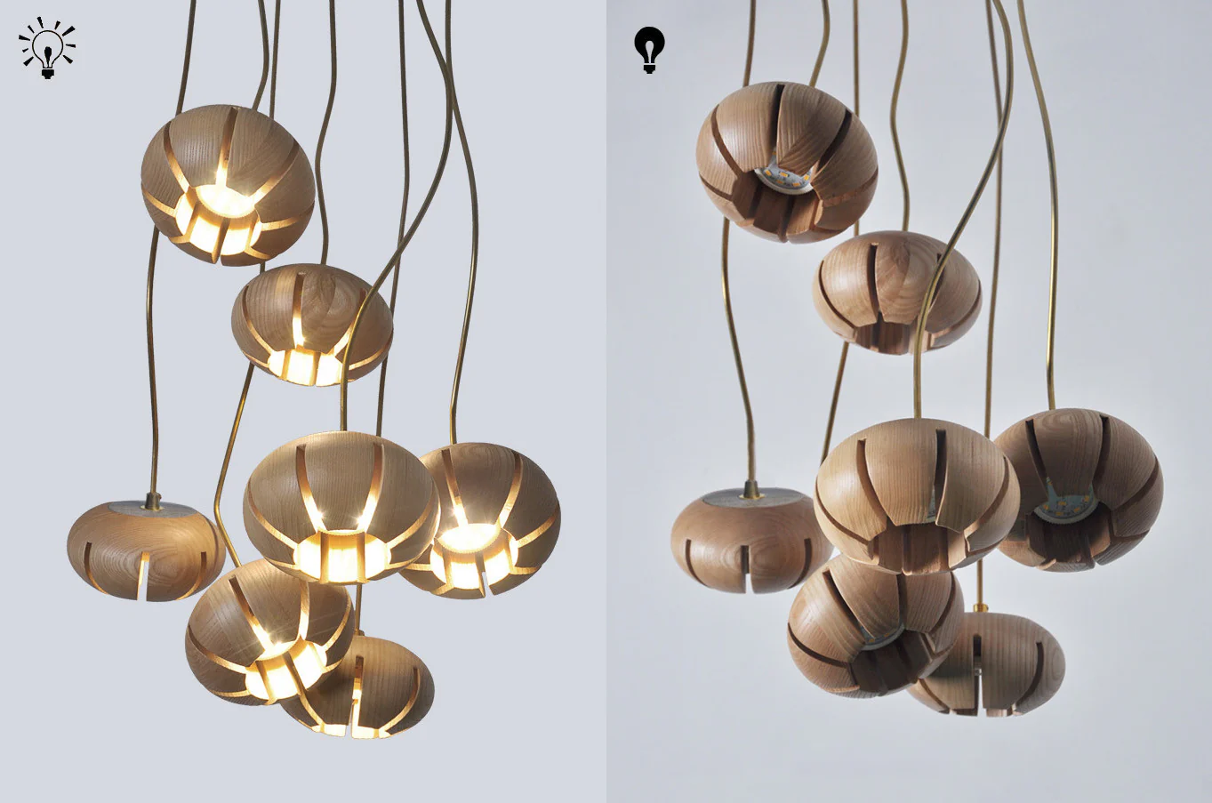 Wooden Petal Round Cluster Pendant Light Chandelier - Image 17