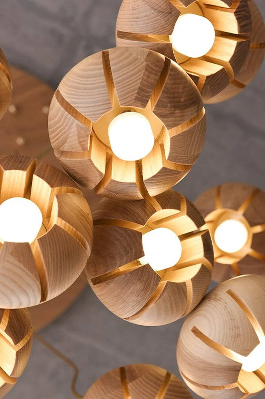 Wooden Petal Round Cluster Pendant Light Chandelier - Image 19