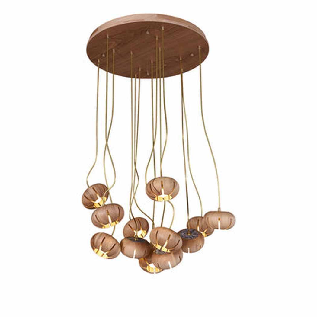 Wooden Petal Round Cluster Pendant Light Chandelier - Image 23