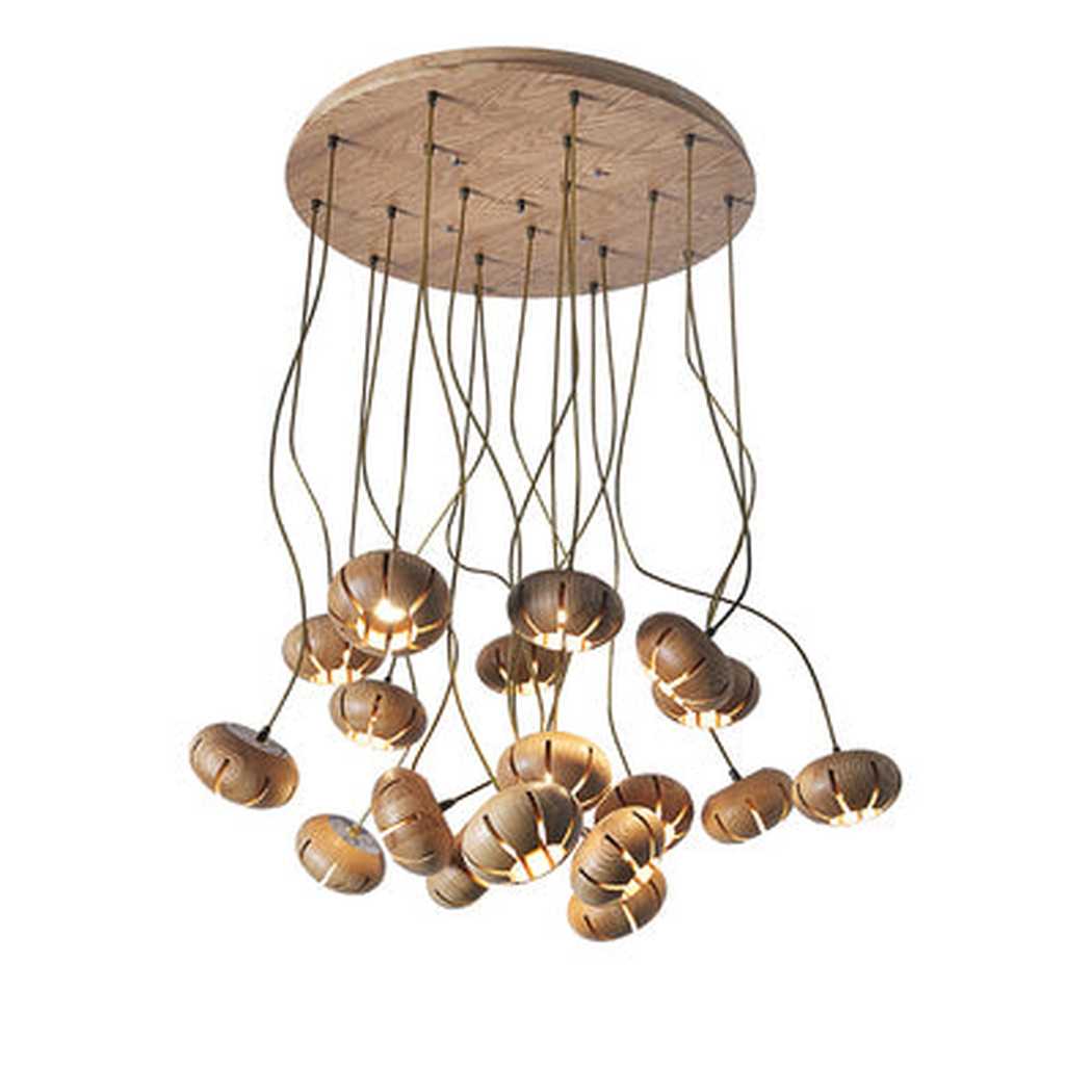 Wooden Petal Round Cluster Pendant Light Chandelier - Image 25