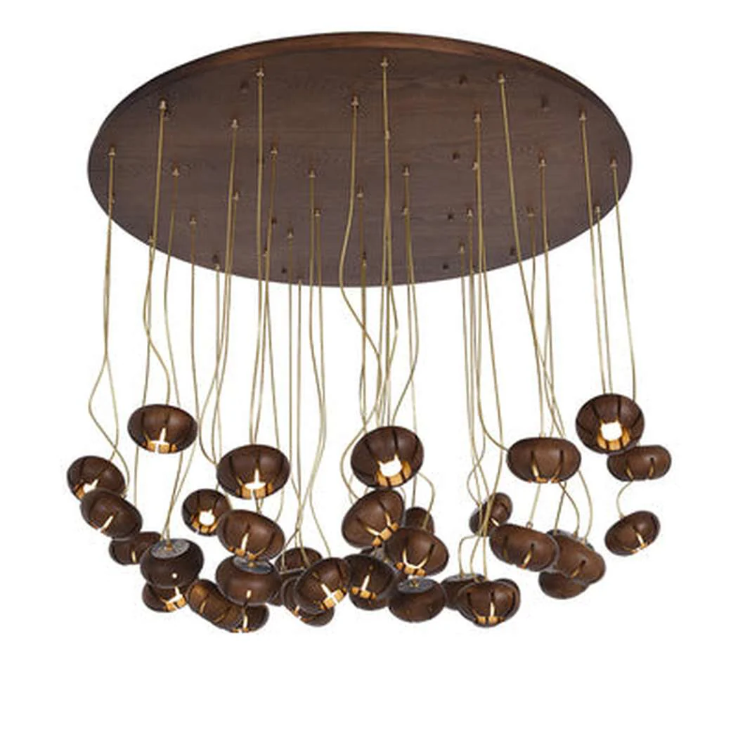 Wooden Petal Round Cluster Pendant Light Chandelier - Image 26