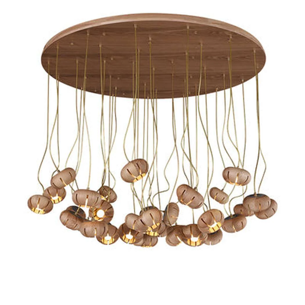 Wooden Petal Round Cluster Pendant Light Chandelier - Image 27