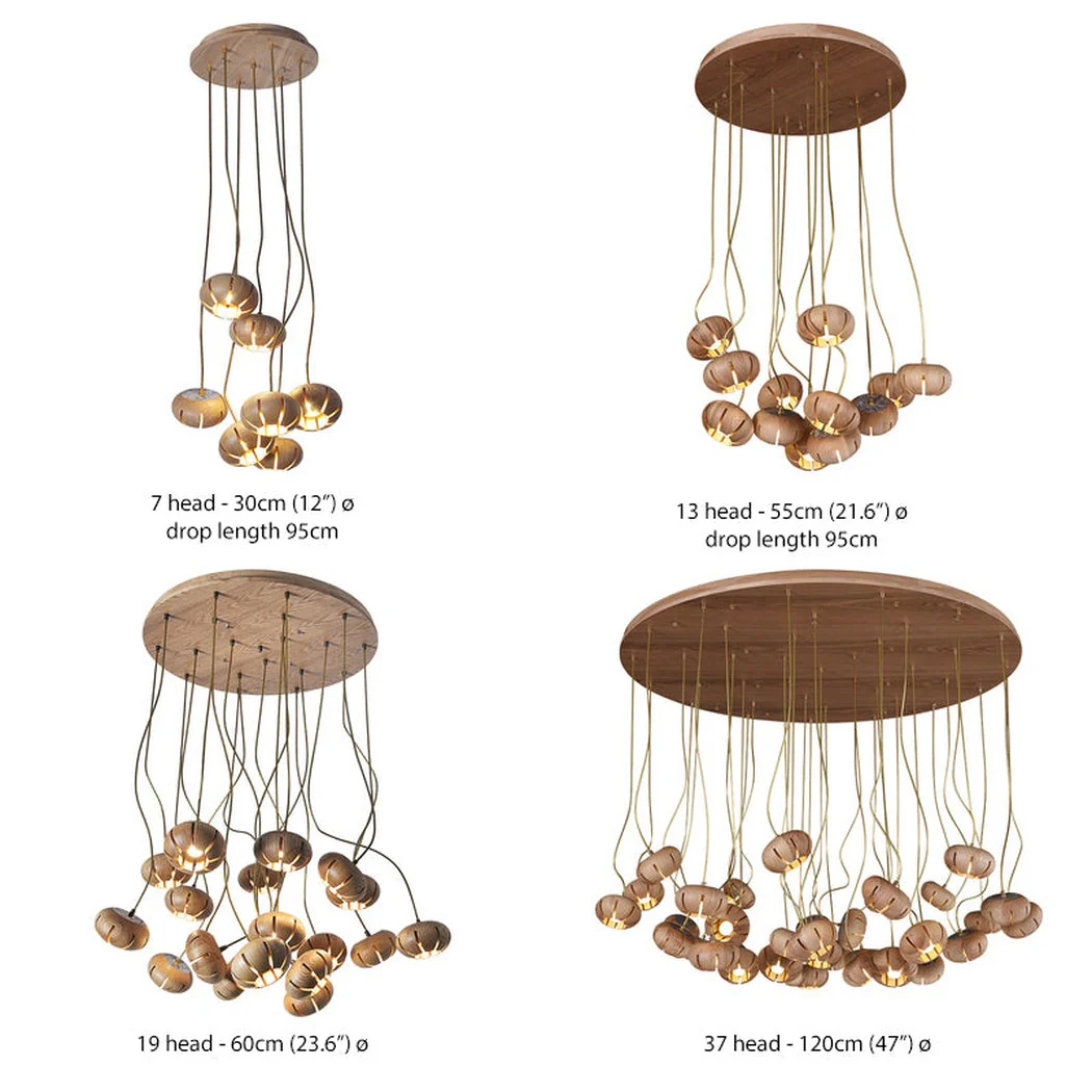 Wooden Petal Round Cluster Pendant Light Chandelier - Image 9