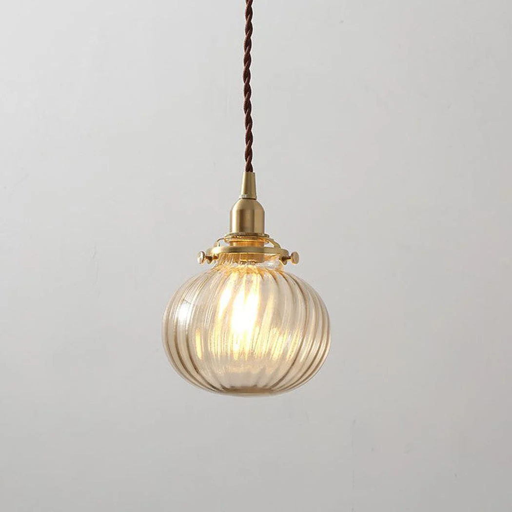 Anemone swirled glass brass pendant Light