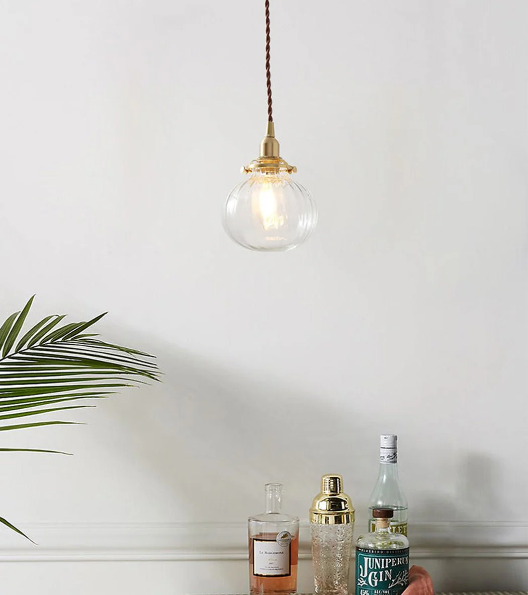Anemone swirled glass brass pendant Light - Image 3