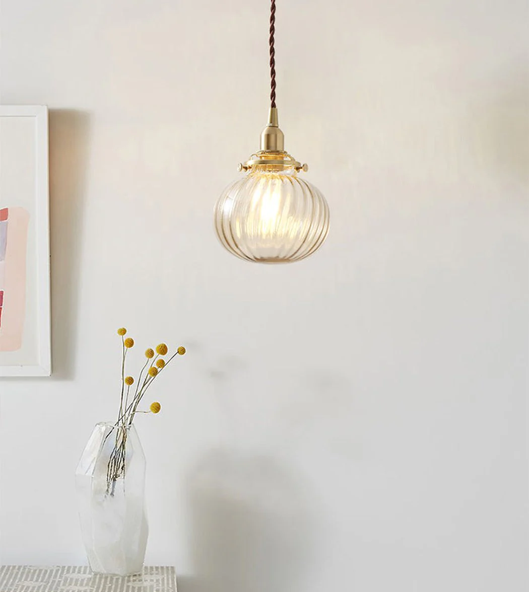 Anemone swirled glass brass pendant Light - Image 7