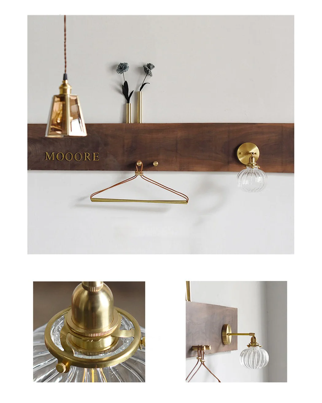 Anemone swirled glass brass wall light sconce - Image 4