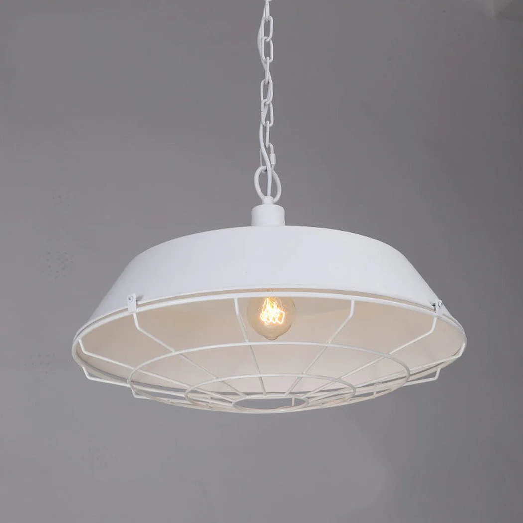 Industrial Pendant Light Cage - White