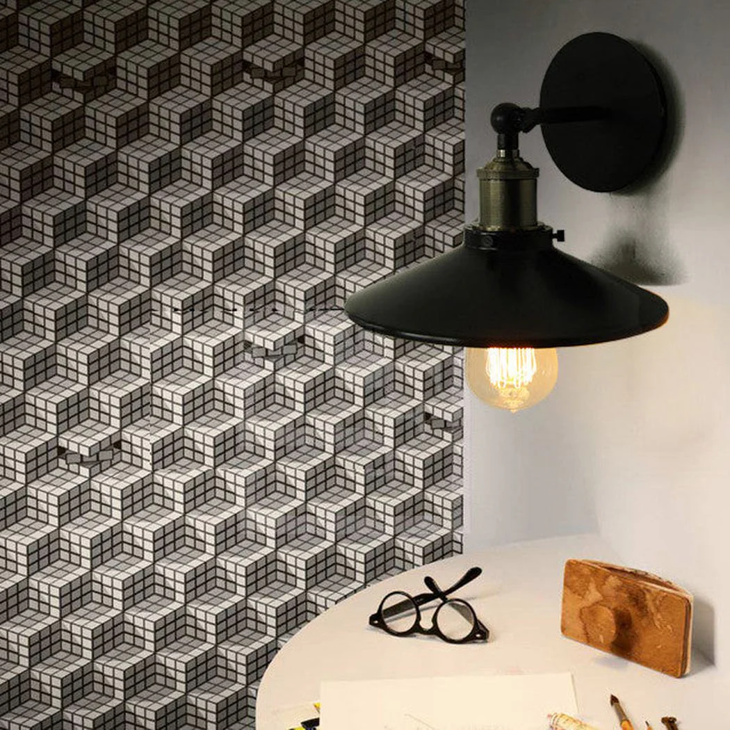 Retro Black Industrial Loft Wall Light With Mirror - Image 2