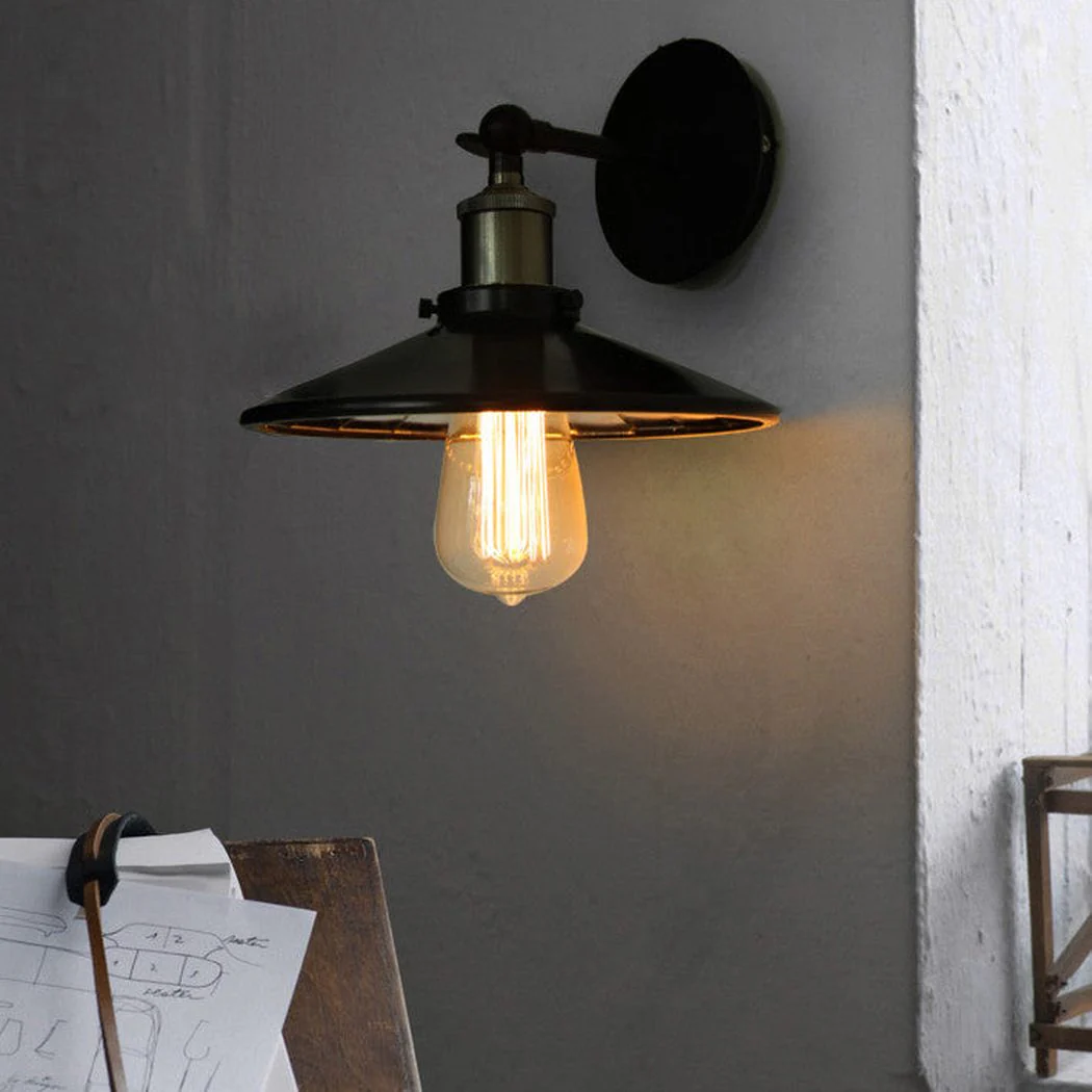 Retro Black Industrial Loft Wall Light With Mirror - Image 3