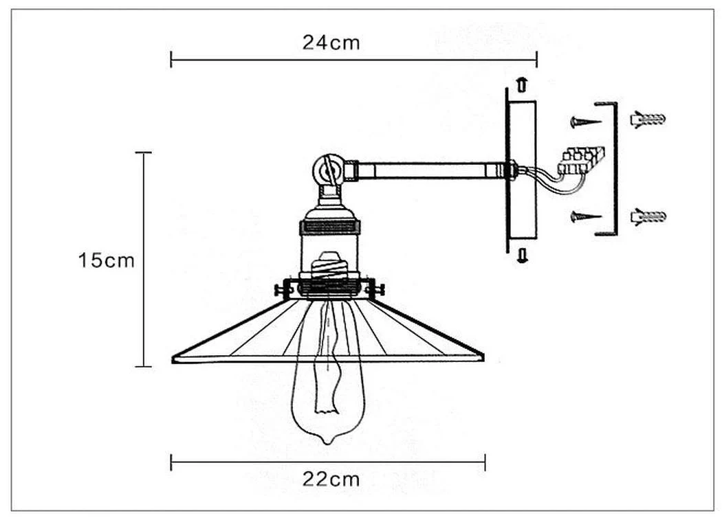 Retro Black Industrial Loft Wall Light With Mirror - Image 5