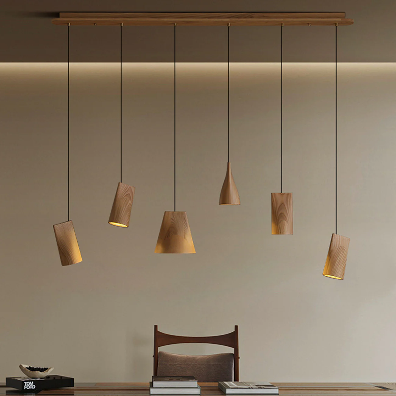 Walnut Solid Wood Minimalist Scandinavian Pendant Light - Image 19