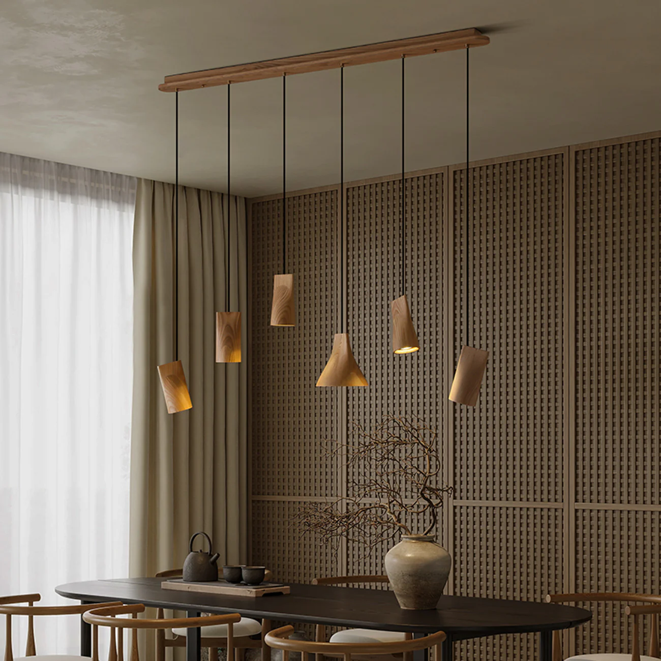 Walnut Solid Wood Minimalist Scandinavian Pendant Light - Image 25