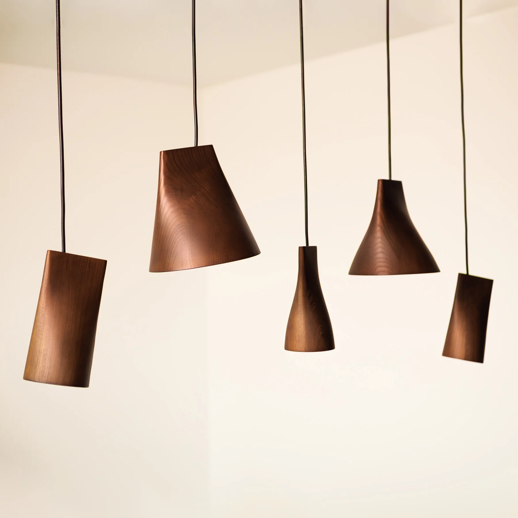 Walnut Solid Wood Minimalist Scandinavian Pendant Light - Image 5