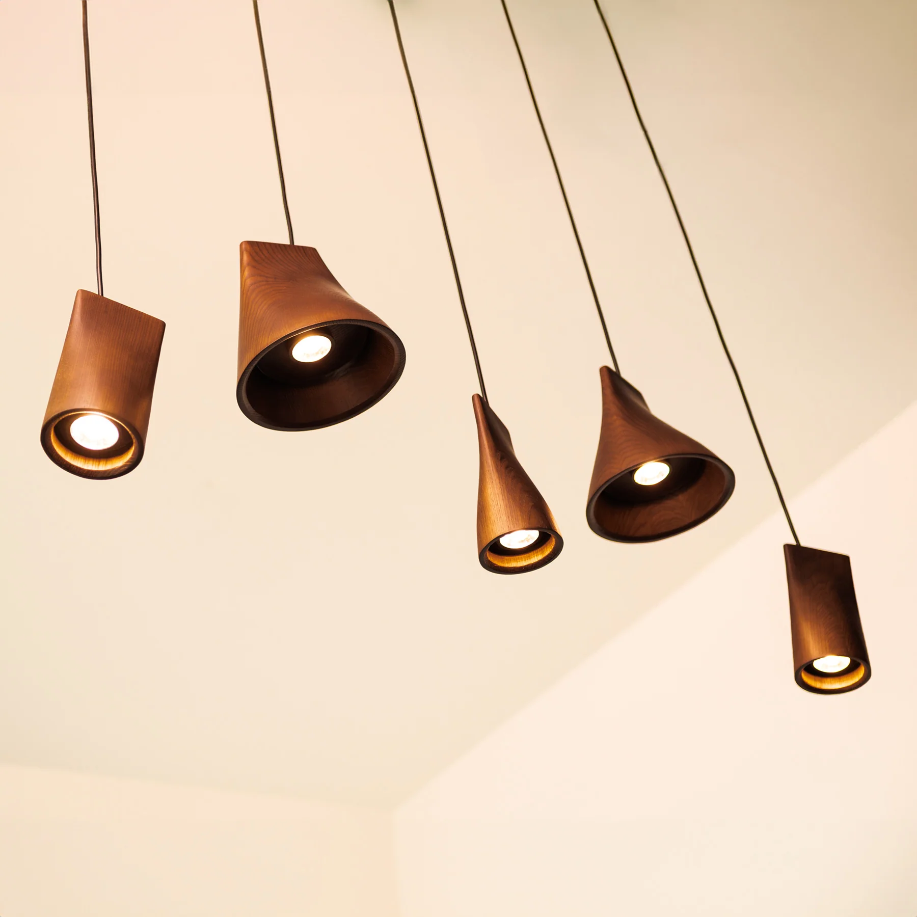 Walnut Solid Wood Minimalist Scandinavian Pendant Light - Image 6