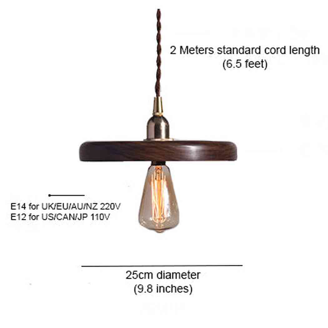 Walnut Wooden Shade Brass Pendant Light - Image 3