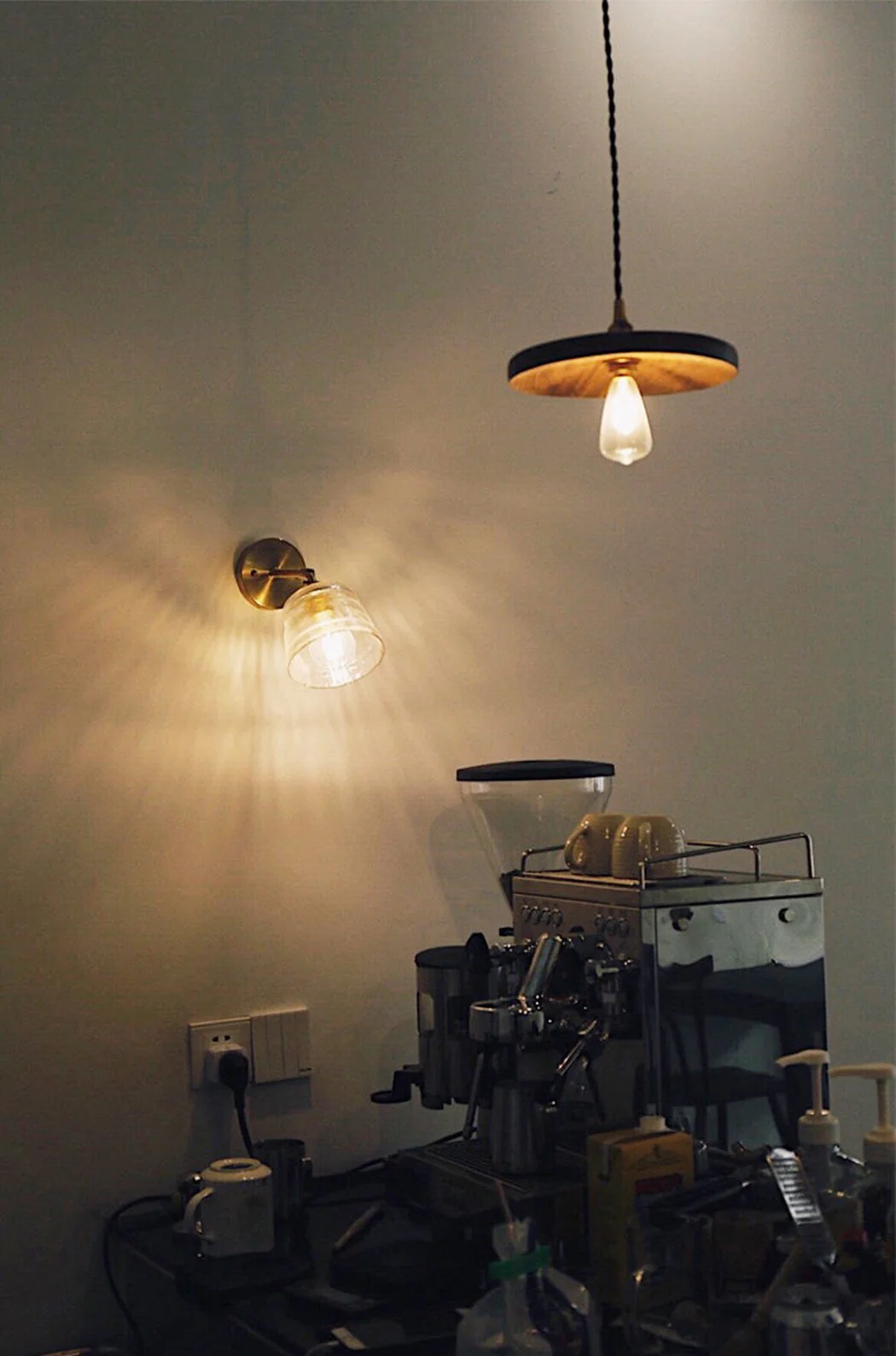 Walnut Wooden Shade Brass Pendant Light - Image 6