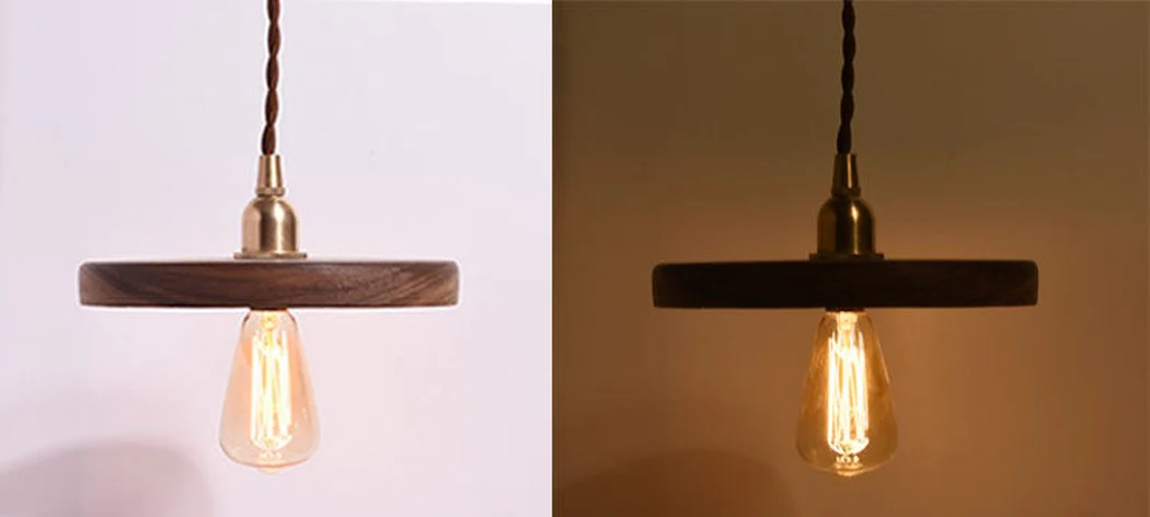 Walnut Wooden Shade Brass Pendant Light - Image 8