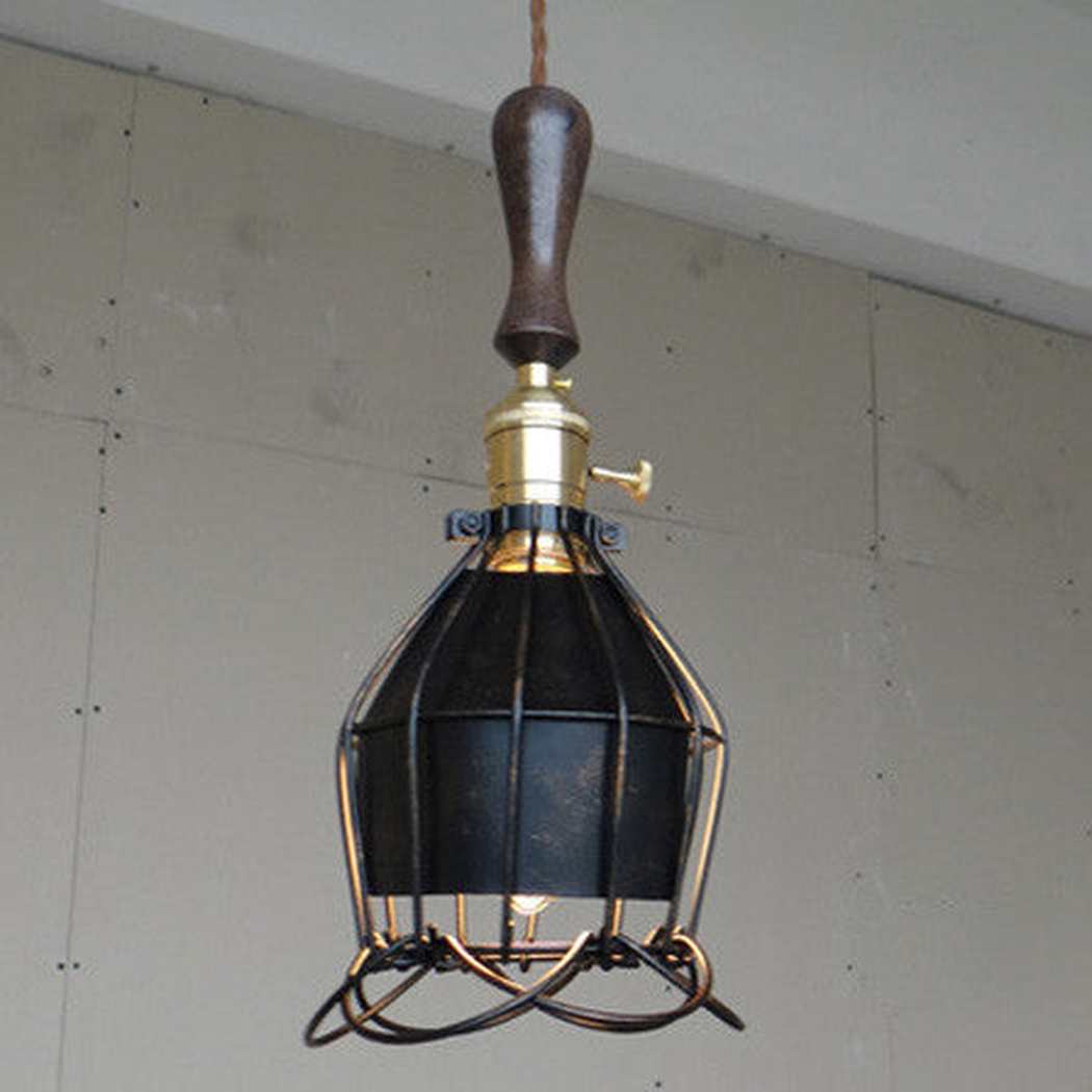 Hectar Industrial Loft Pendant Light With Wooden Handle - Image 5