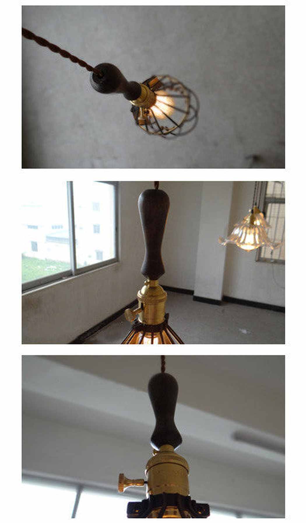 Hectar Industrial Loft Pendant Light With Wooden Handle - Image 9