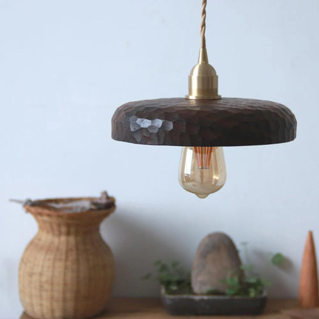 Kuksa wooden chiseled shade pendant Light - Image 3