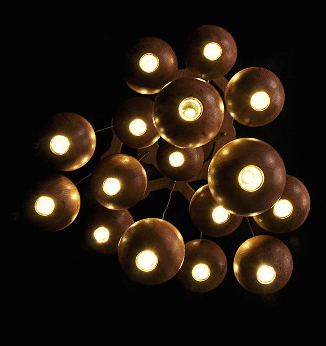 Wooden Orb Sphere Cluster Pendant Light - Image 12