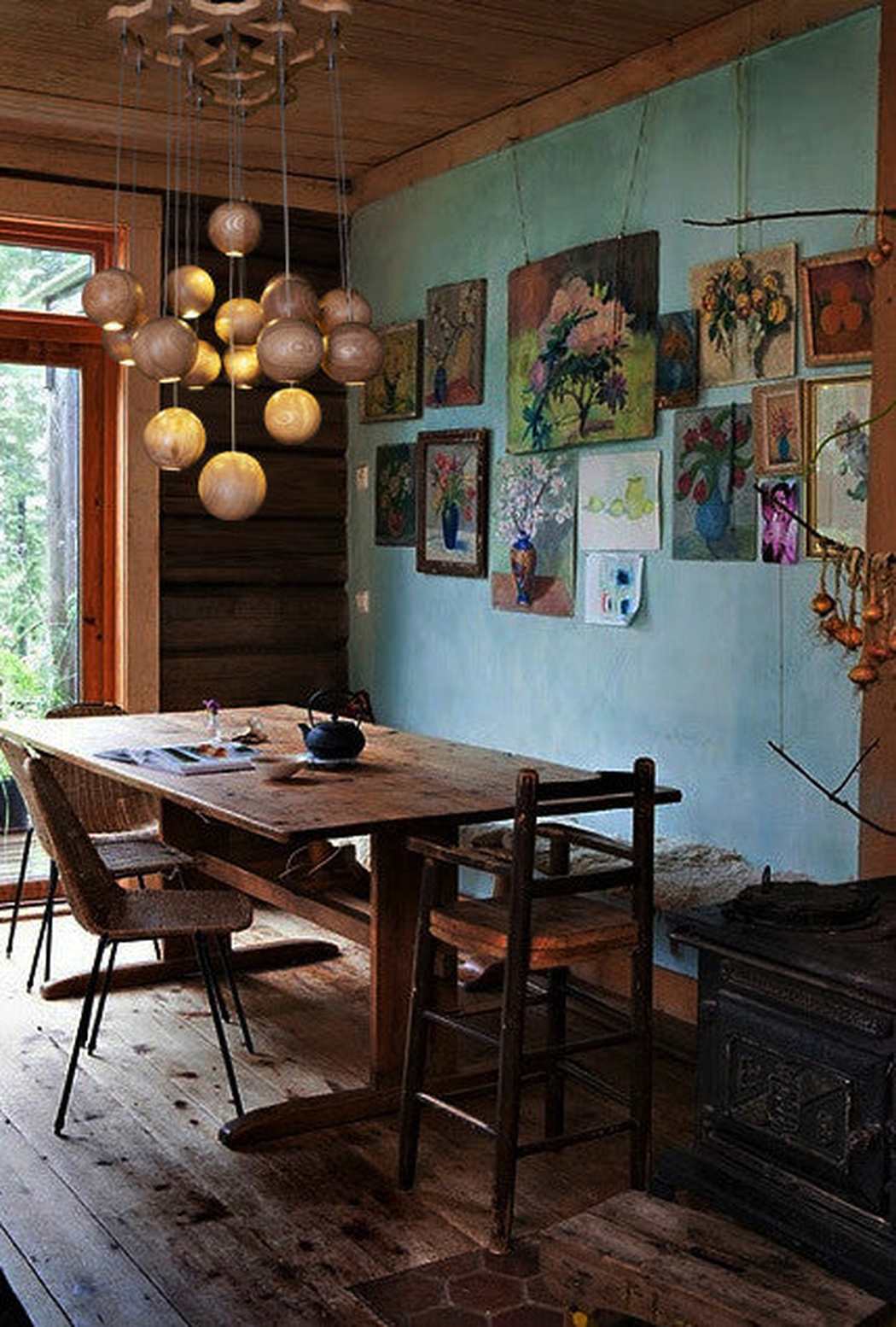 Wooden Orb Sphere Cluster Pendant Light - Image 15