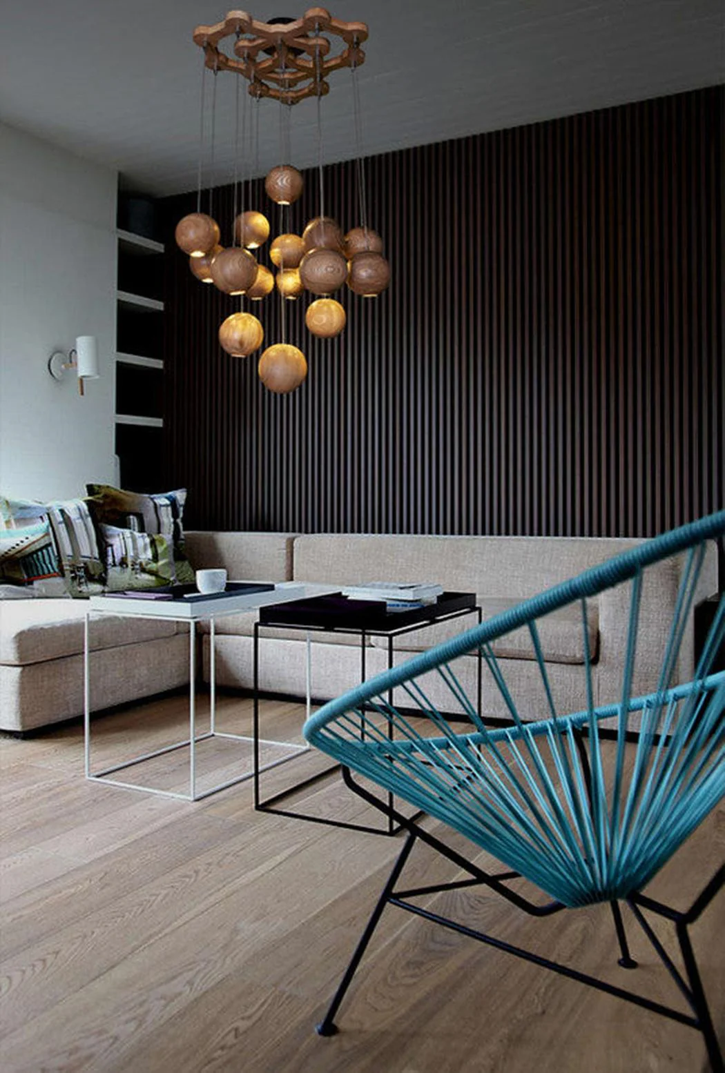 Wooden Orb Sphere Cluster Pendant Light - Image 16
