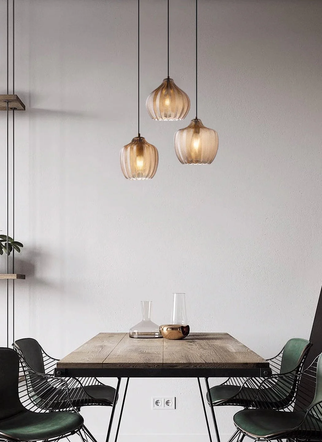 Yui Mid Century Glass Shade Pendant Light - Image 12