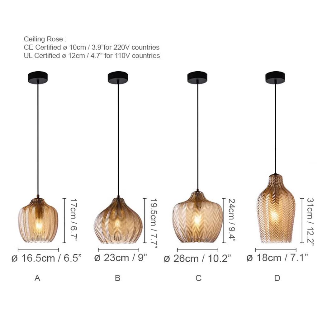 Yui Mid Century Glass Shade Pendant Light - Image 9